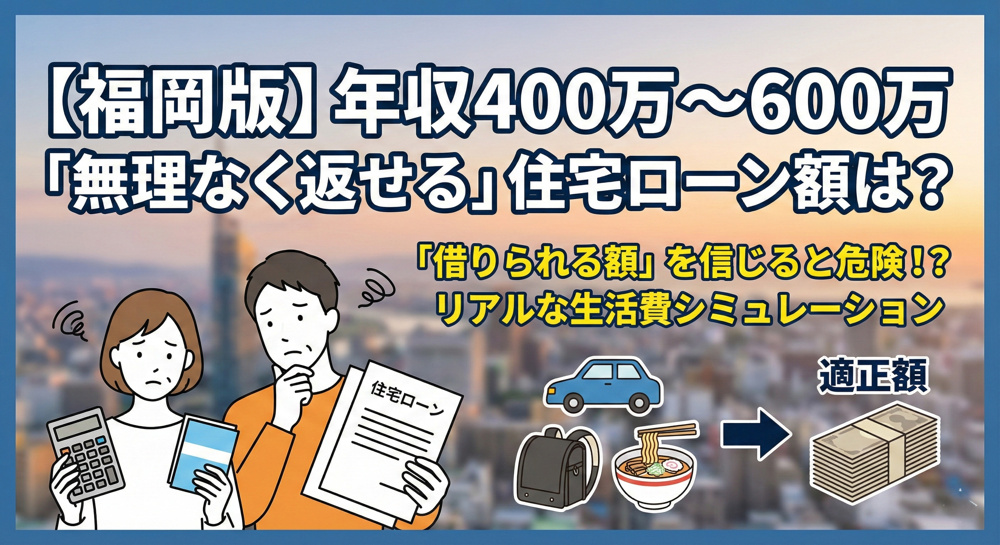 年収400万〜600万円の福岡在住者が無理なく返せる住宅ローン借入額は？「借りられる額」と「返せる額」の罠の画像