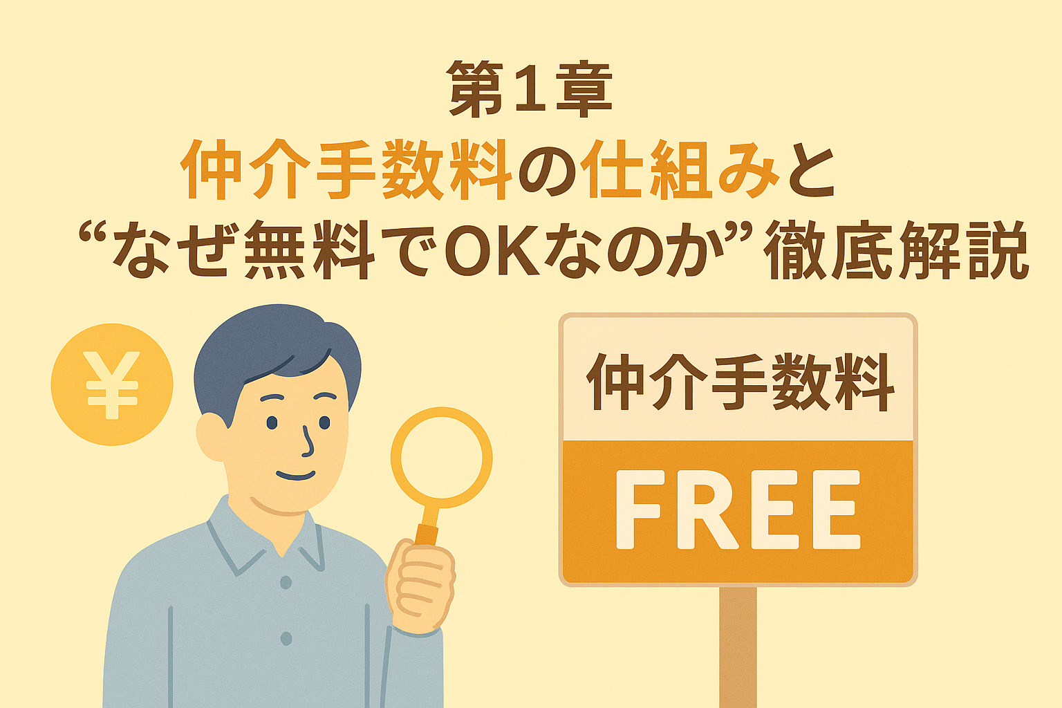 仲介手数料無料の仕組みを分かりやすく説明する図解イメージ（6エリア版）