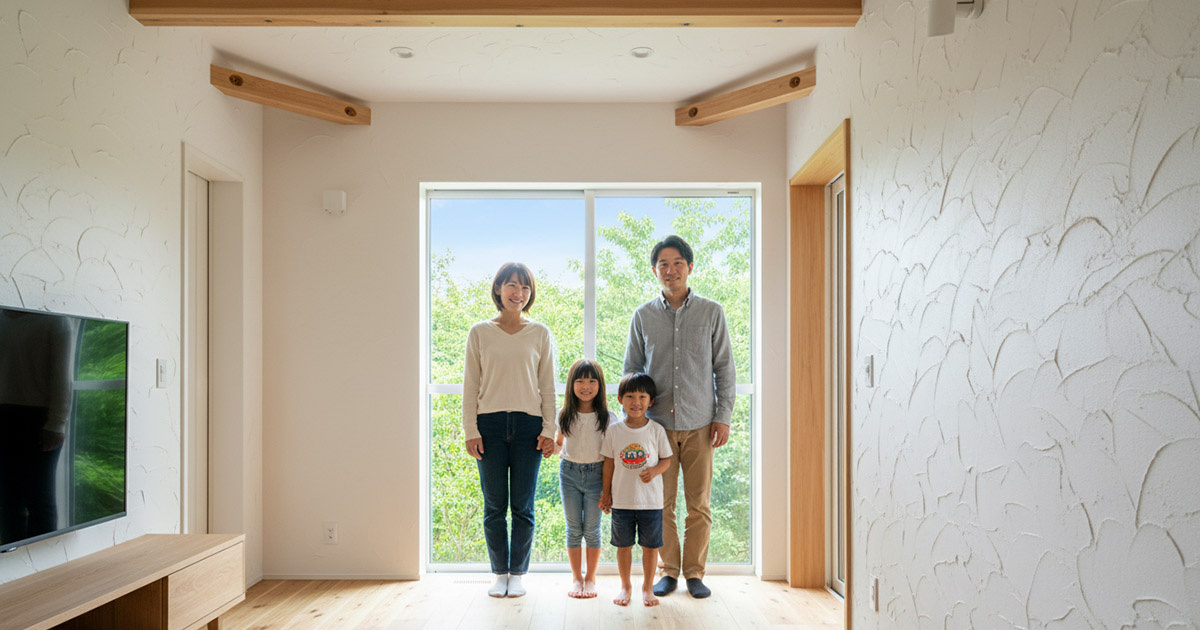 自然素材の家で、健やかに成長する子どもたちと幸せな家族