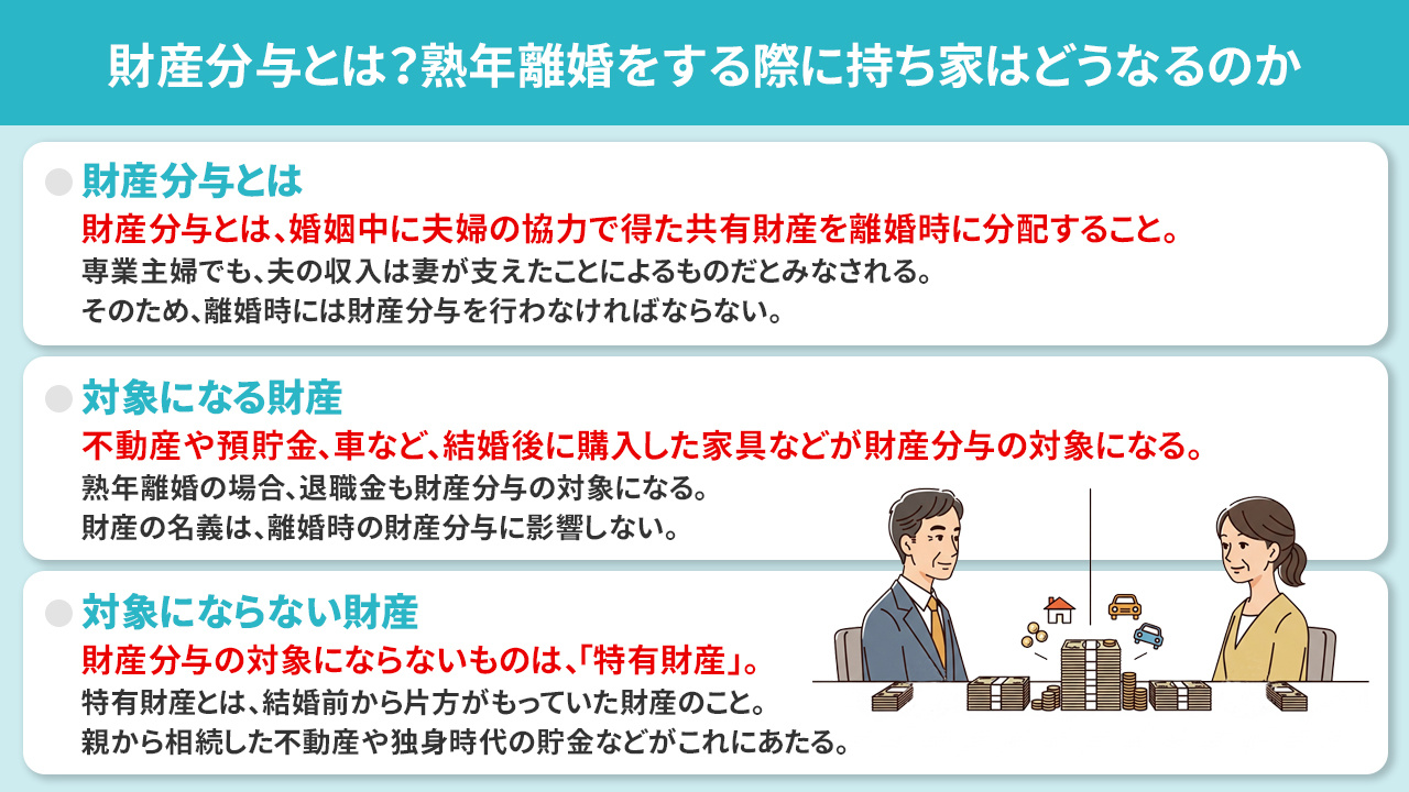 財産分与とは？熟年離婚をする際に持ち家はどうなるのか