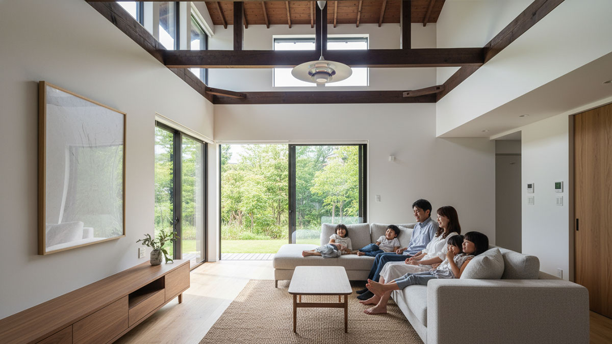 芦屋の風格ある古い邸宅の前に立ち、リノベーションによる再生をイメージするオーナー夫婦