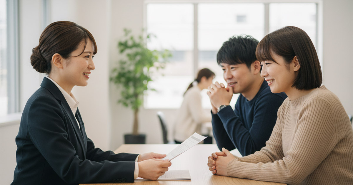 売却が無事に完了し、笑顔で握手を交わす売主と高翔バイセルの担当者