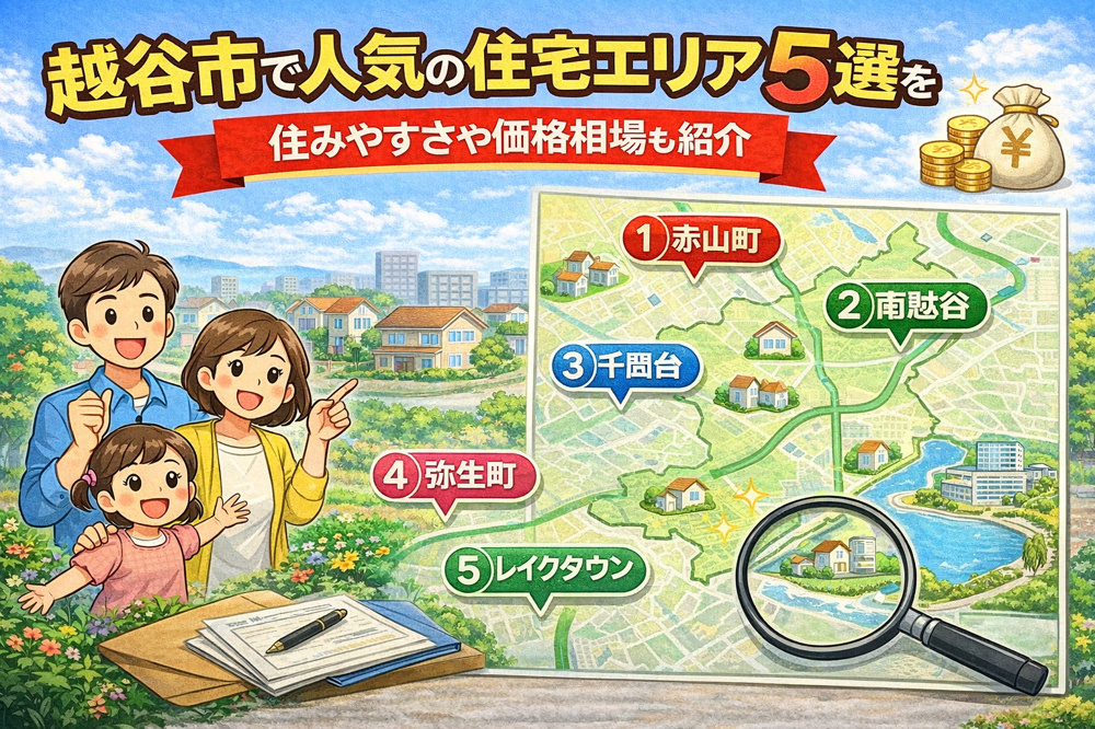 越谷市で人気の住宅エリア5選を知りたい方へ！住みやすさや価格相場も紹介の画像