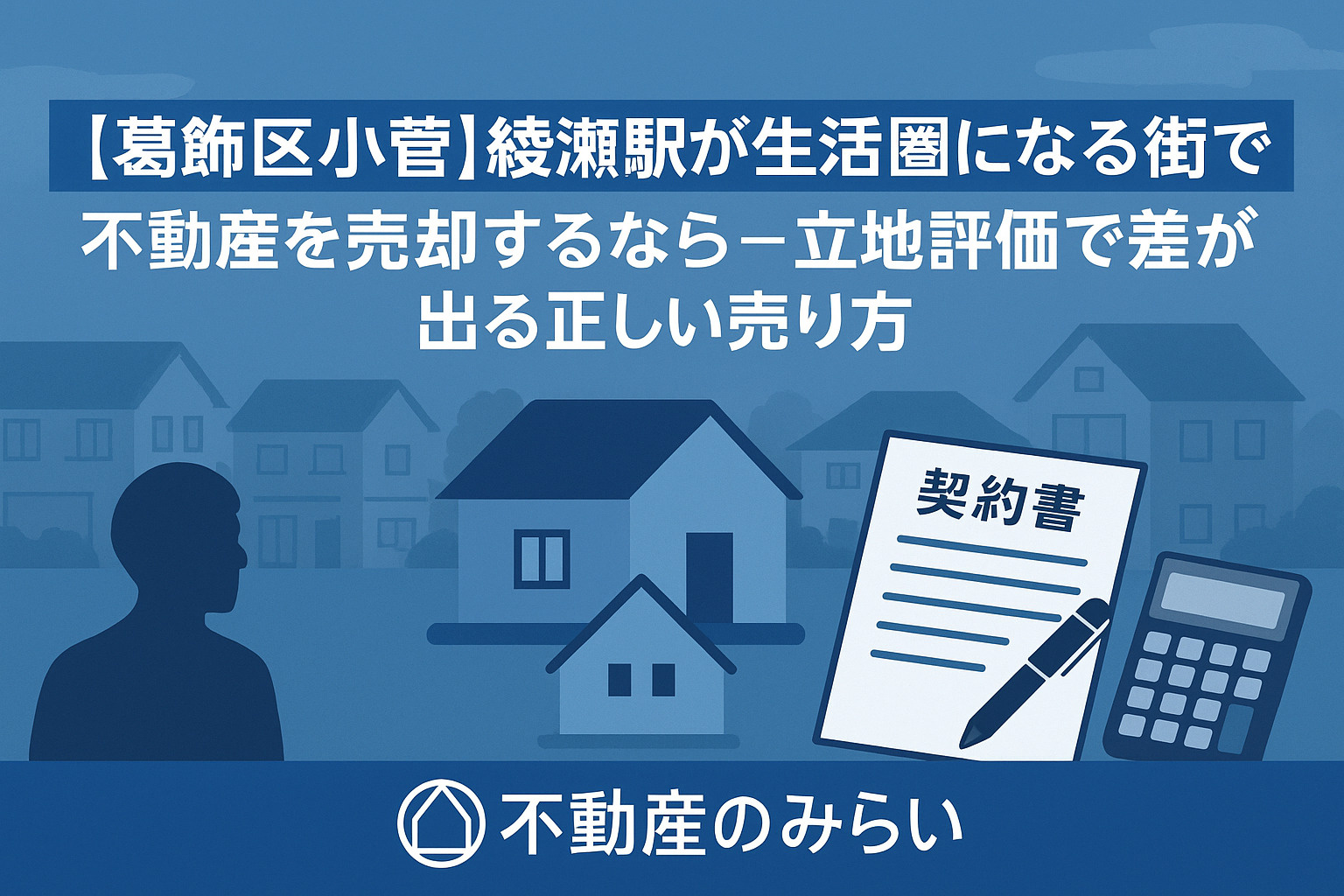 葛飾区小菅で不動産売却を検討する方向けに、綾瀬駅アクセスの価値を解説する不動産のみらいのタイトル画像。