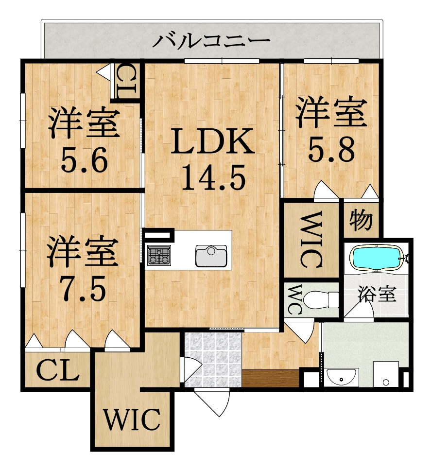 F PLAN 3LDK 間取り図