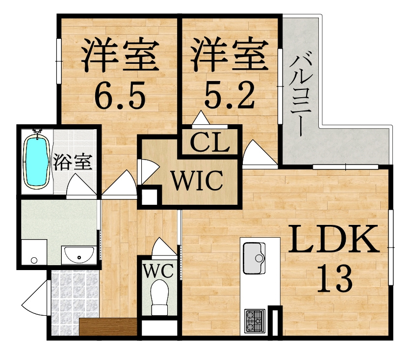 D PLAN 2LDK 間取り図