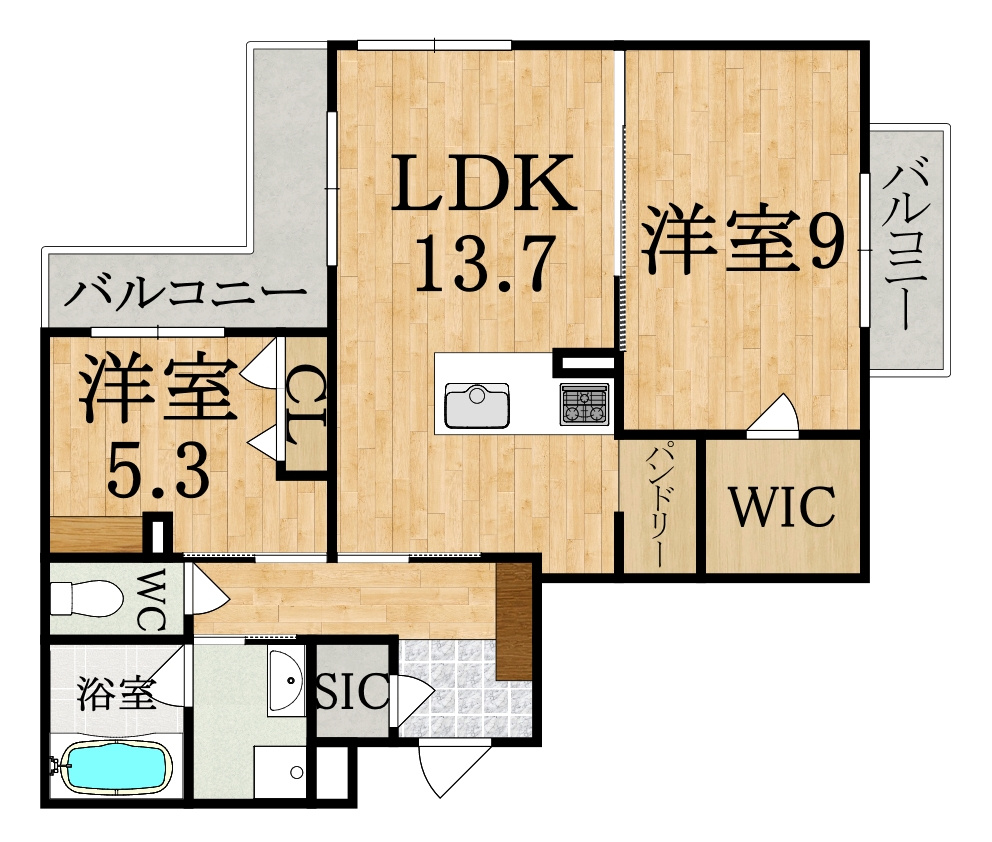 E PLAN 2LDK 間取り図