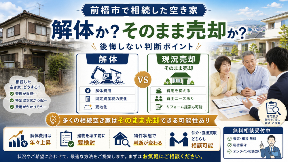 【解体か？そのまま売却か？】前橋市で相続した空き家…どっちが得？後悔しない判断ポイントの画像