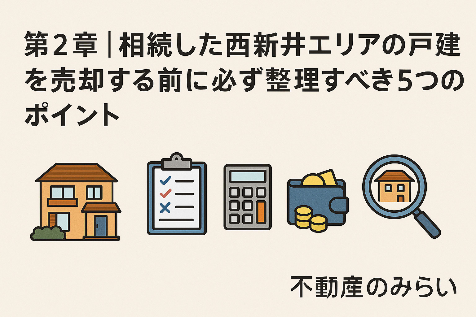 相続した西新井エリアの戸建を売却する前に整理すべきポイントを解説する章のイメージ画像。不動産のみらい。