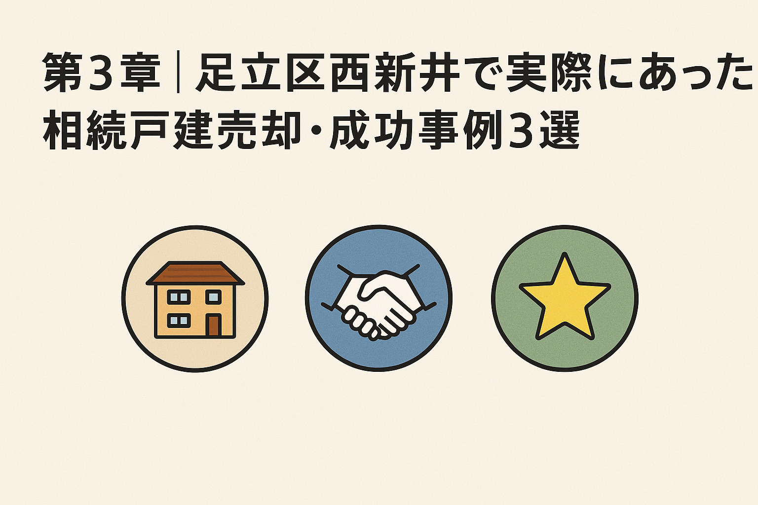 足立区西新井で実際にあった相続戸建売却の成功事例を紹介する章のイメージ画像。不動産のみらい。