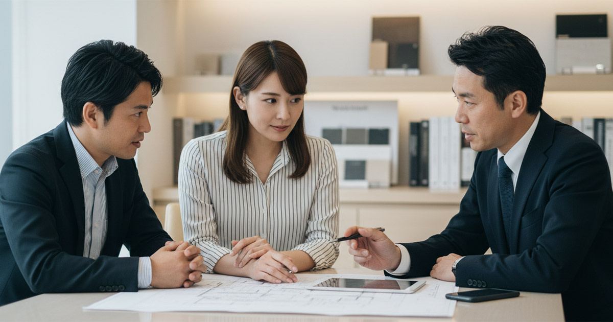 お客様と相談する高翔スタッフ