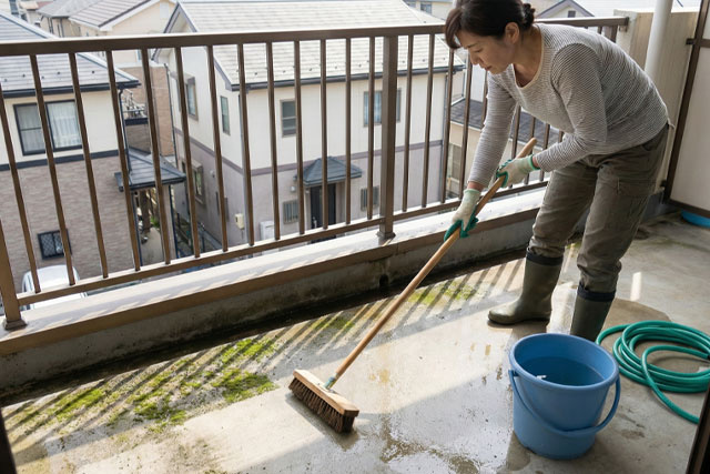 ベランダに発生した苔の掃除方法