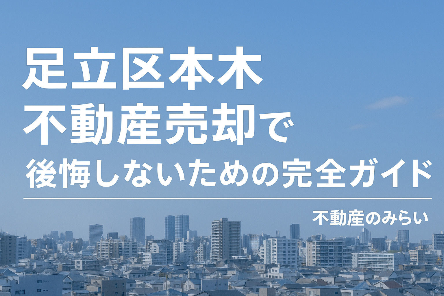 【足立区 本木】不動産売却で後悔しないための完全ガイド  ──“売れる物件・動きづらい物件”の差と、失敗しない進め方を専門家が徹底解説の画像