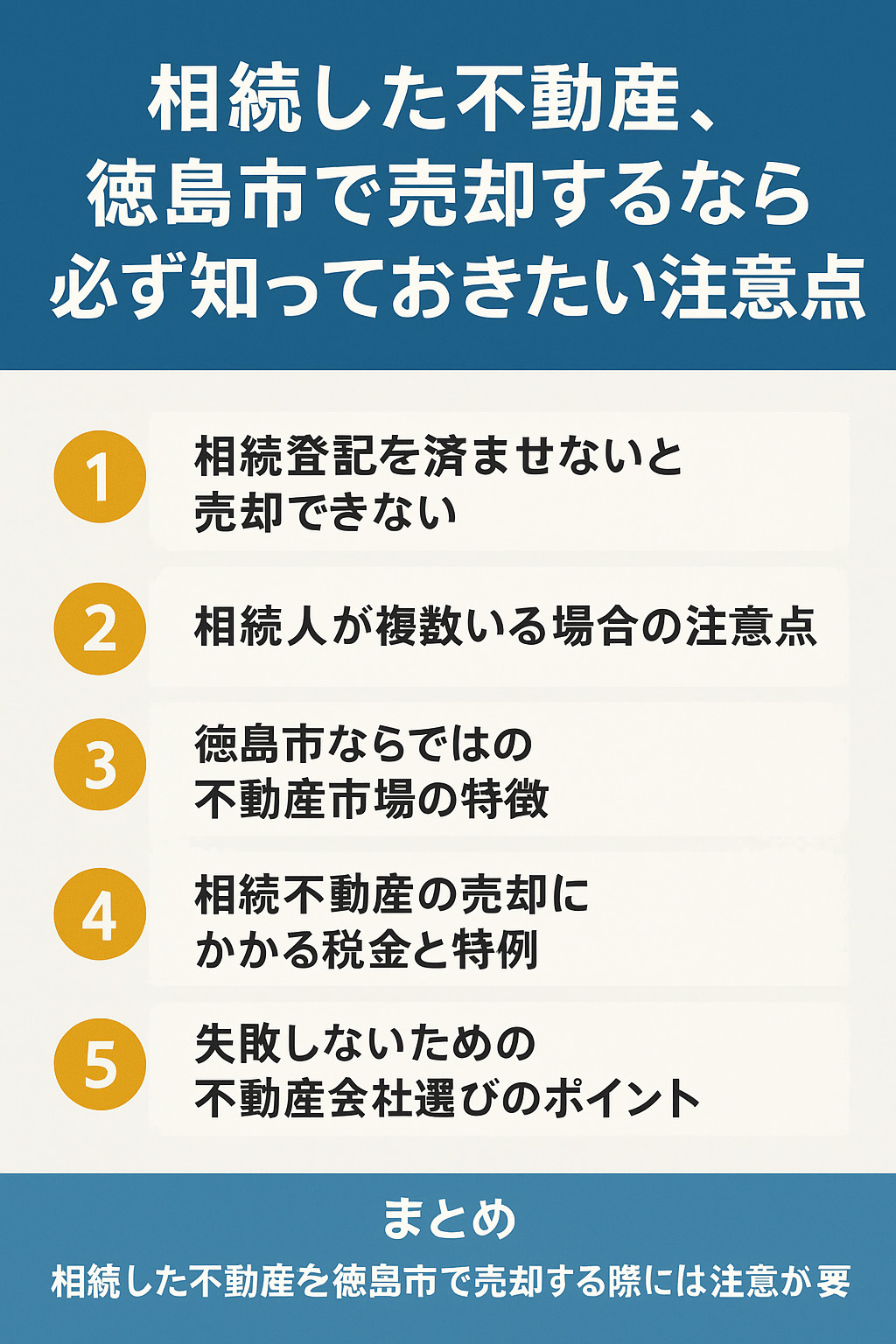 相続した不動産、徳島市で売却するなら必ず知っておきたい注意点の画像