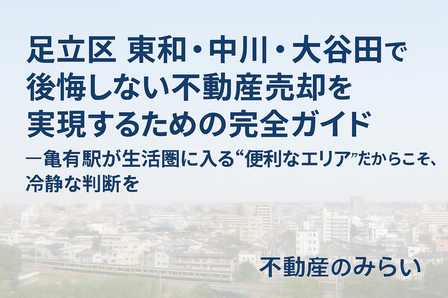 【足立区 東和・中川・大谷田】不動産売却で後悔しないための完全ガイド  ──亀有駅も生活圏に入るエリア特性を踏まえた“売れる物件・動きづらい物件”の違いと、失敗しない進め方の画像