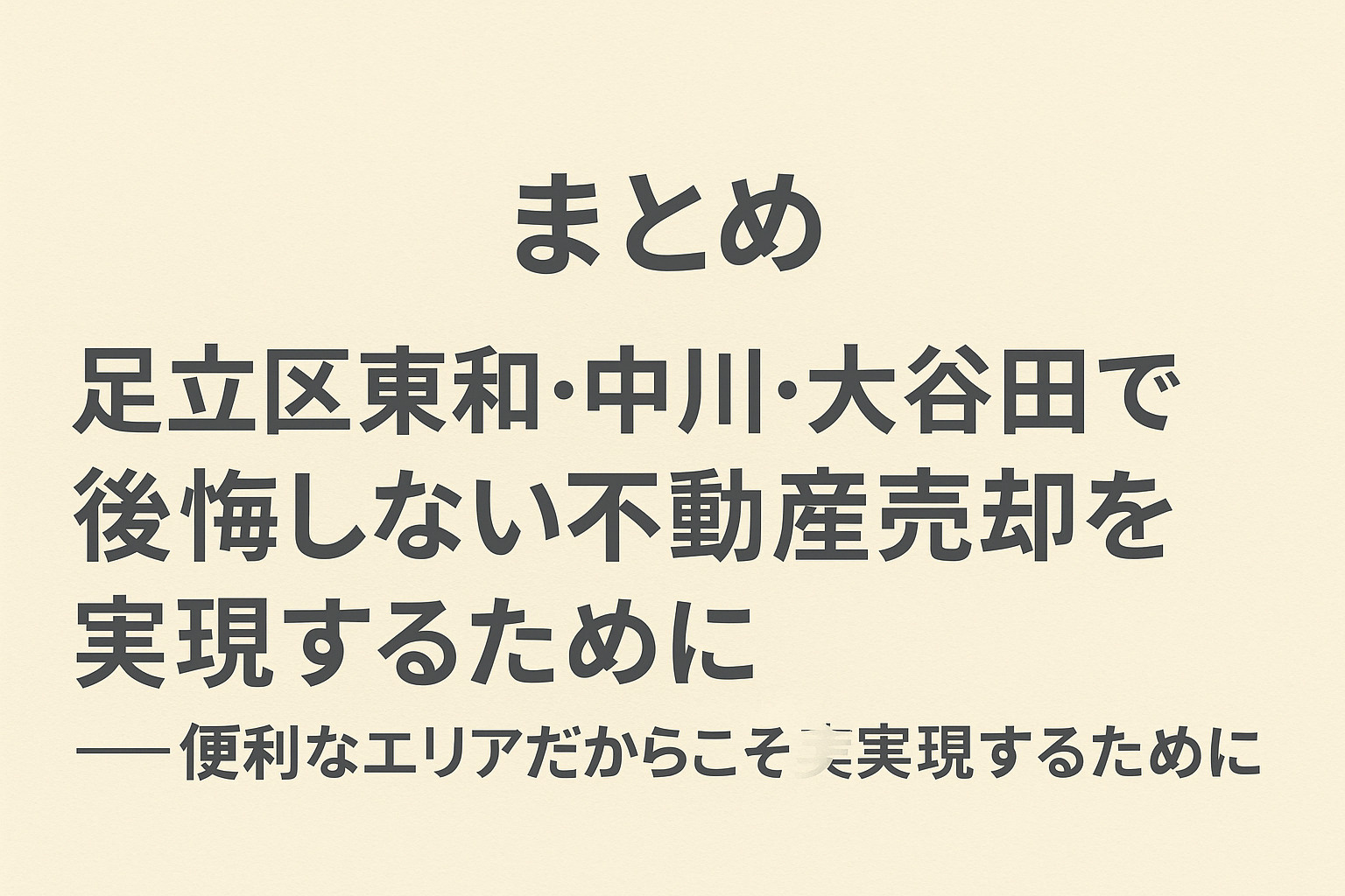 足立区東和・中川・大谷田で後悔しない不動産売却のまとめ