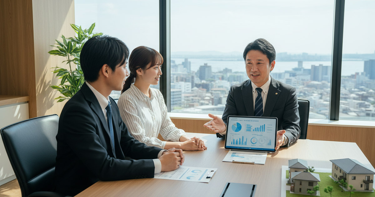 給与明細と通帳を見比べながら、家賃収入による第二の給与を喜ぶ日本人会社員