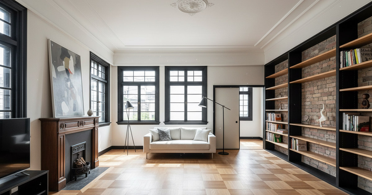 古き良き芦屋のマンションをモダンにリノベーションし、新たな価値を生み出すイメージ