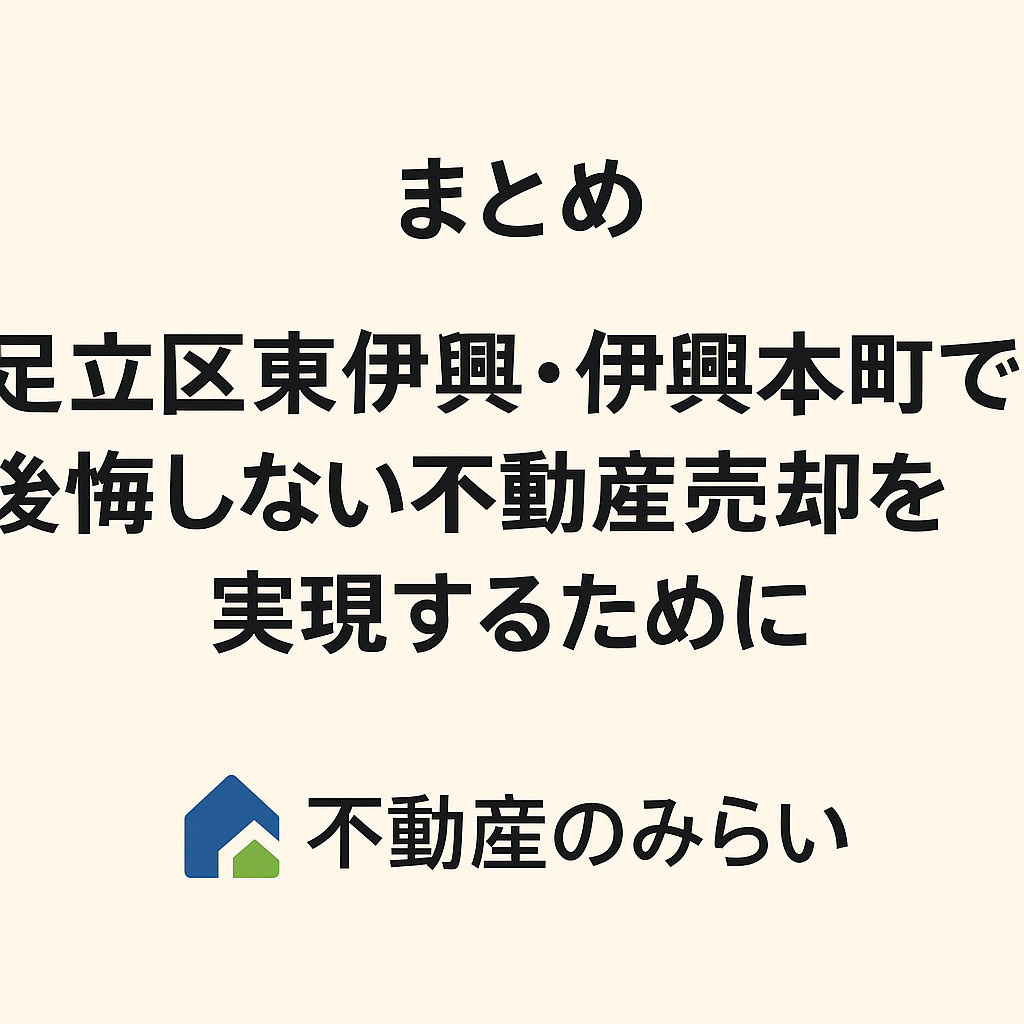 足立区東伊興・伊興本町で後悔しない不動産売却のまとめ