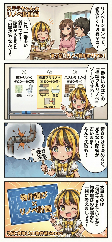 【中古マンション×リノベ費用】実際いくらかかる？相場と注意点を解説｜ステラちゃんのリノベ奮闘記②の画像