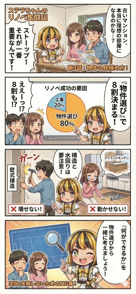 【中古マンション×リノベ】本当にリノベ向き？失敗しない物件の見極め方｜ステラちゃんのリノベ奮闘記③の画像