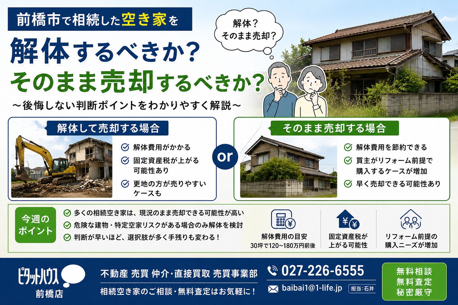 前橋市で相続した空き家を「解体するべきか?そのまま売却するべきか?」の画像