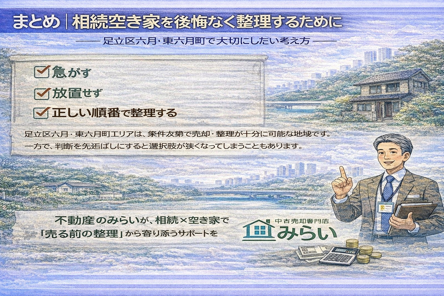 相続後の空き家を前向きに整理するためのイメージ