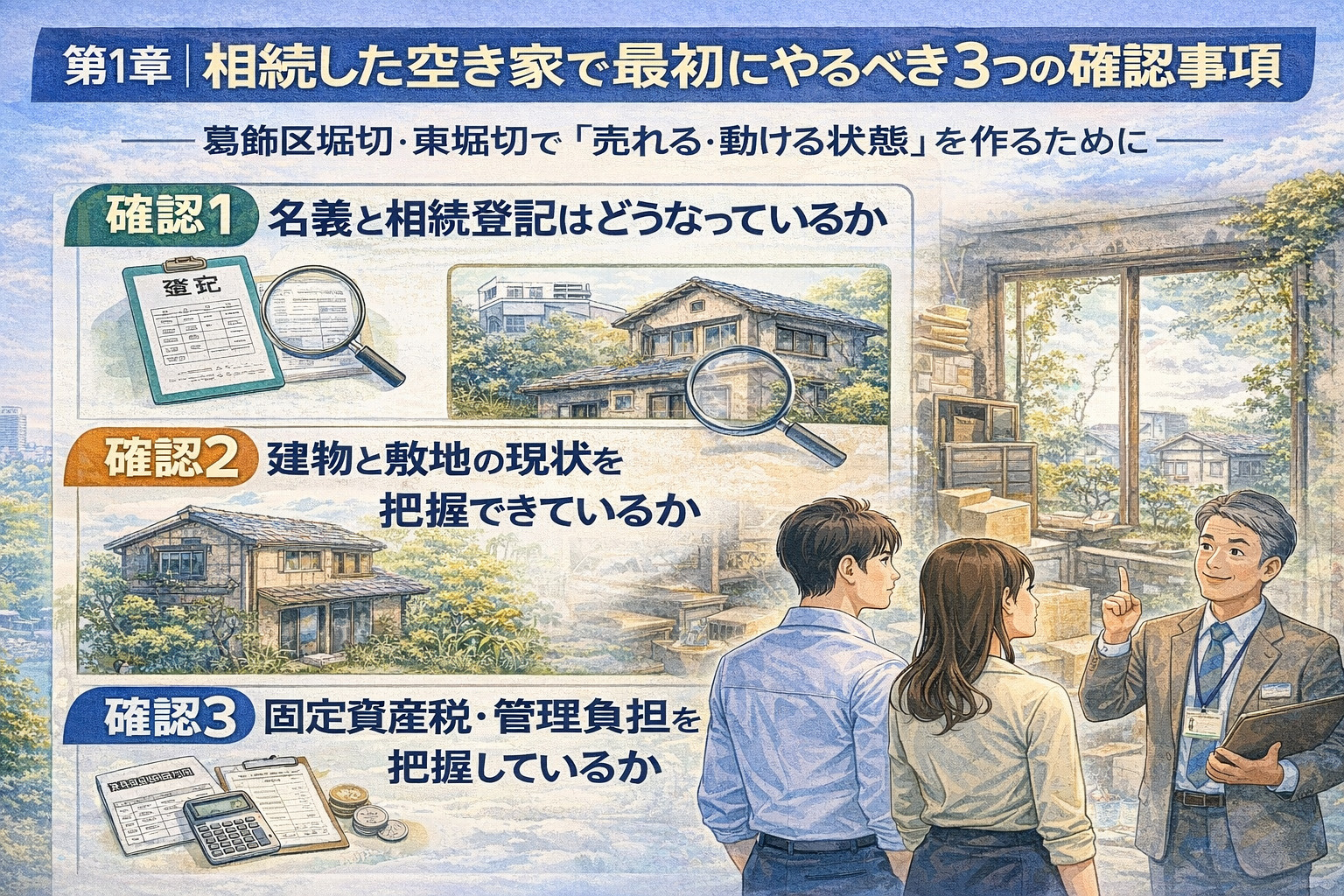 相続空き家で最初に確認すべきポイントを解説するイメージ