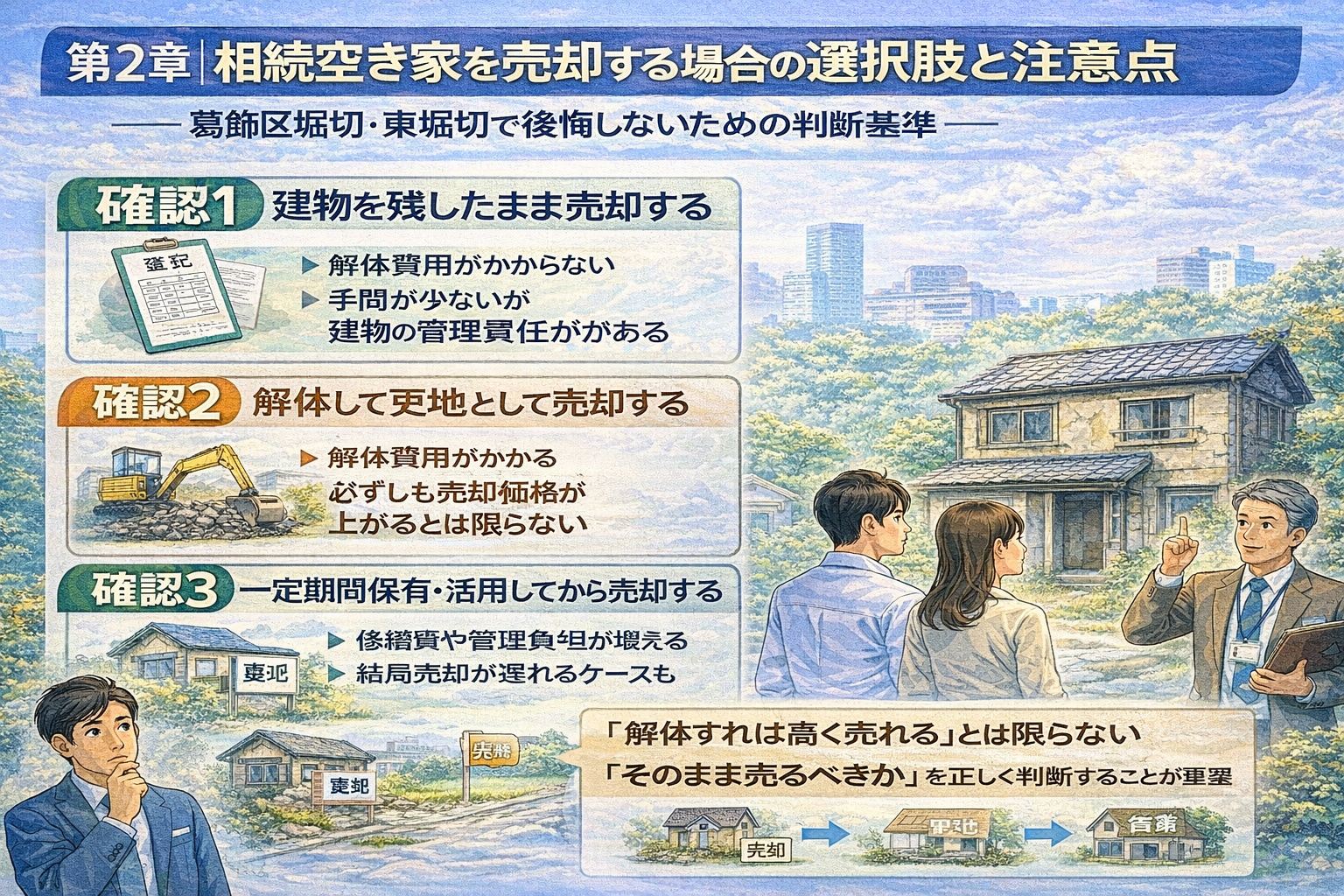 相続空き家の売却方法を比較する図解イメージ