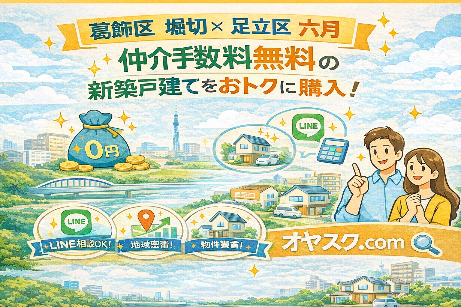 葛飾区堀切・足立区六月で仲介手数料無料の新築戸建て購入をサポートするオヤスク.com