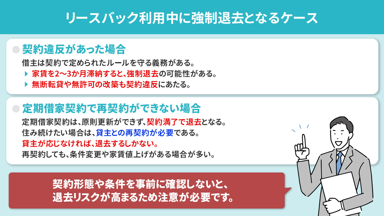 リースバック利用中に強制退去となるケース