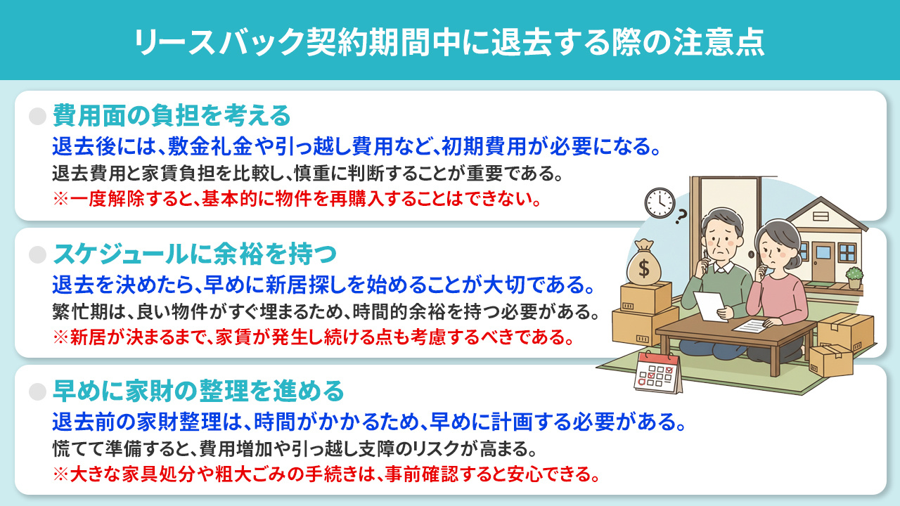 リースバック契約期間中に退去する際の注意点