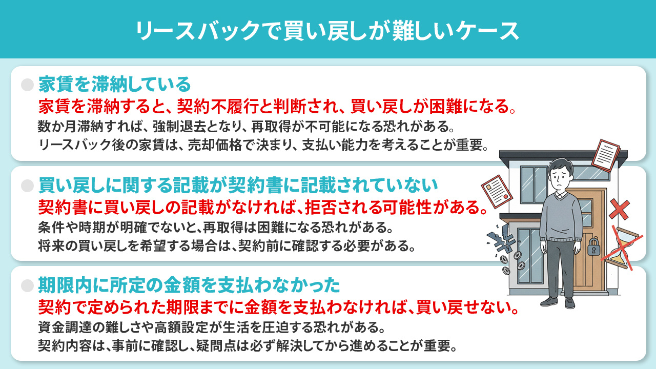 リースバックで買い戻しが難しいケース