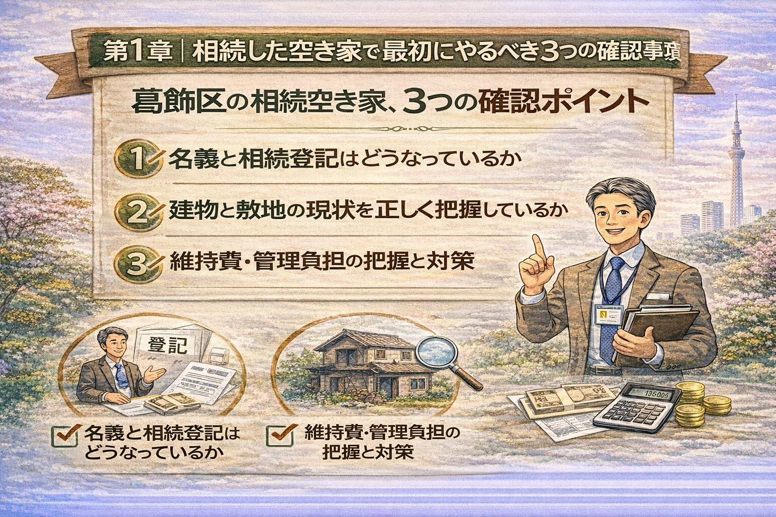 相続空き家で最初に確認すべきポイントを解説するイメージ