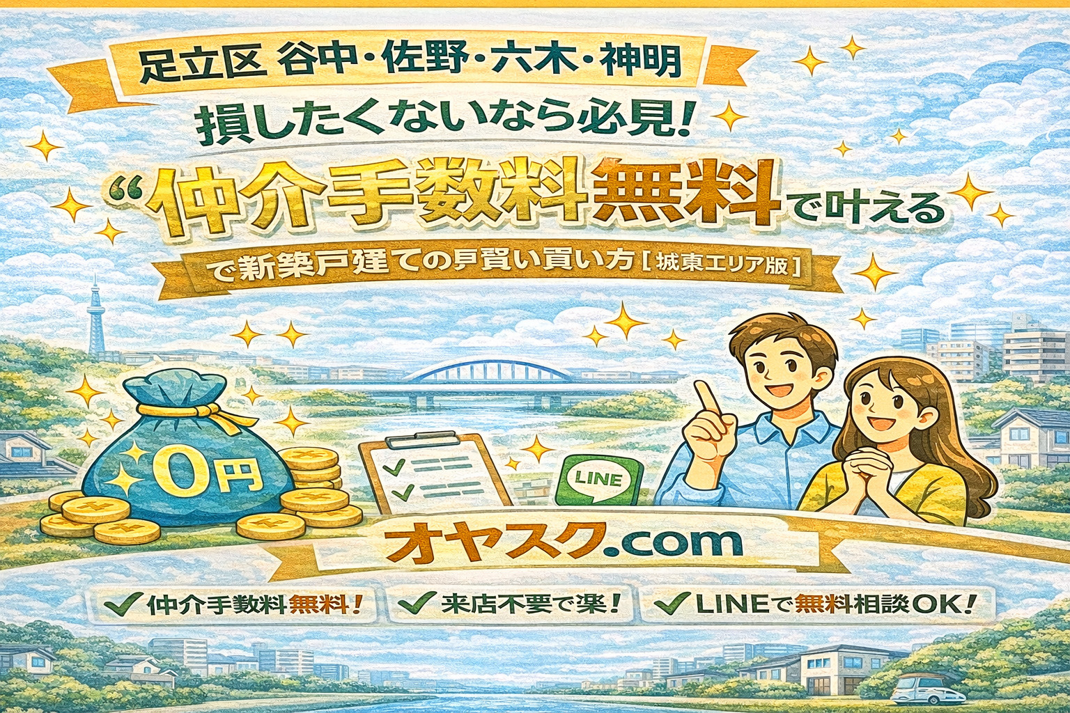 足立区谷中・佐野・六木・神明で仲介手数料無料の新築戸建て購入をサポートするオヤスク.com