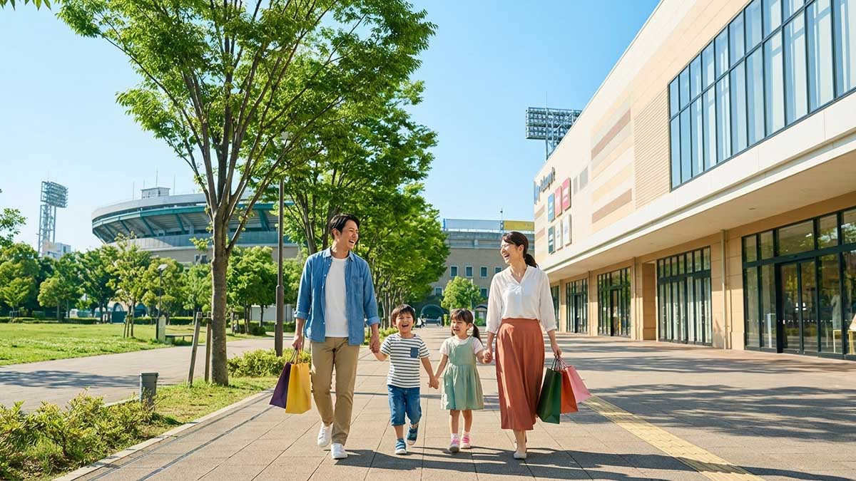 対策を講じた上で、西宮浜手エリアでの便利で快適な生活を楽しむ家族の笑顔