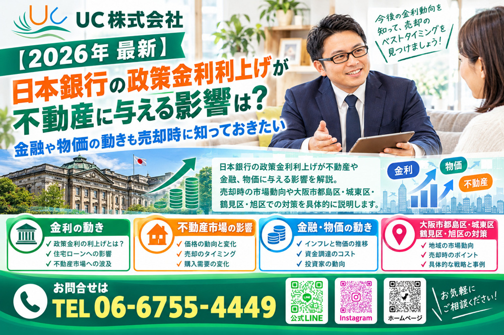 【2026年　最新】日本銀行の政策金利利上げが不動産に与える影響は？金融や物価の動きも売却時に知っておきたいの画像