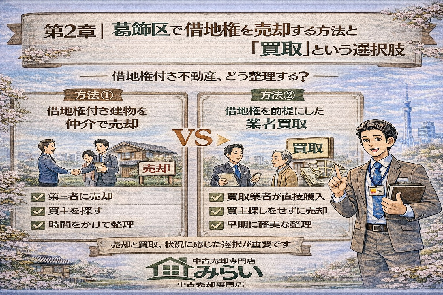 借地権の売却と買取を比較する図解