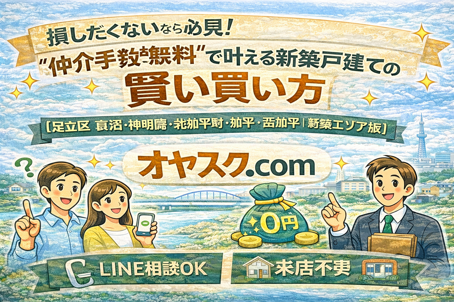 足立区辰沼・神明南・北加平町・加平・西加平で仲介手数料無料の新築戸建て購入をサポートするオヤスク.com