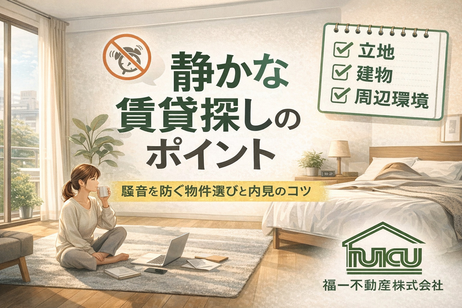 静かな賃貸で快適な暮らしを実現！騒音が少ない物件の選び方を解説の画像