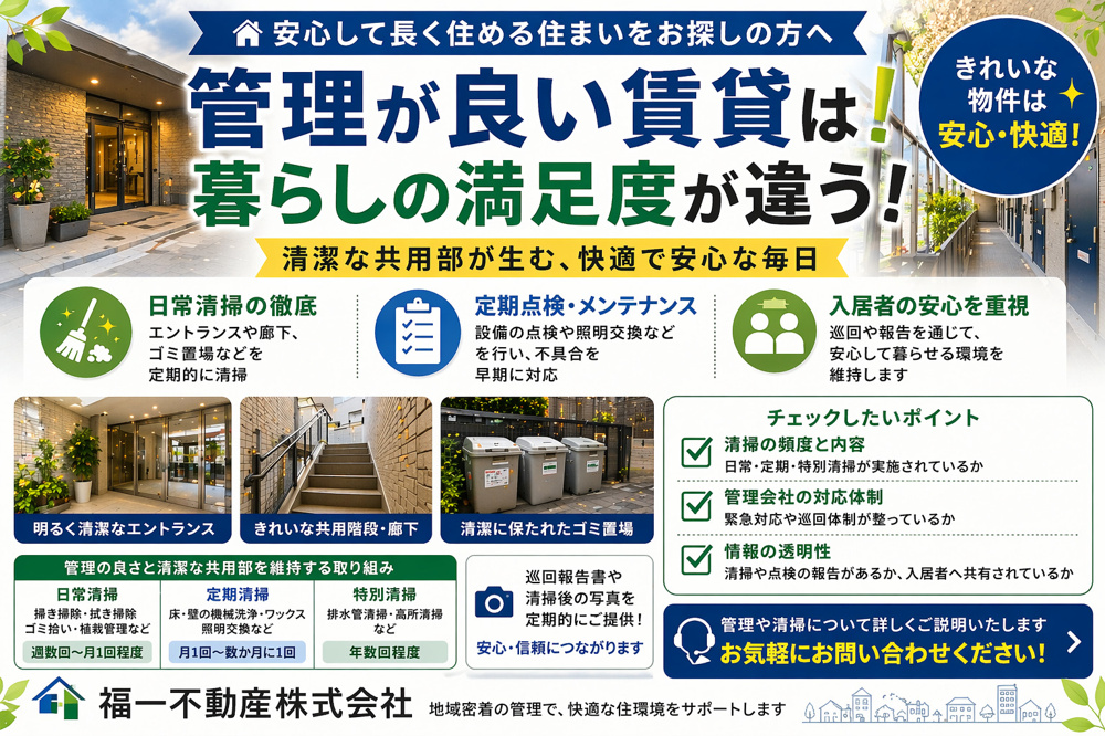 管理が良い賃貸の魅力はどこにある？共用部きれいな物件選びのポイントも紹介の画像