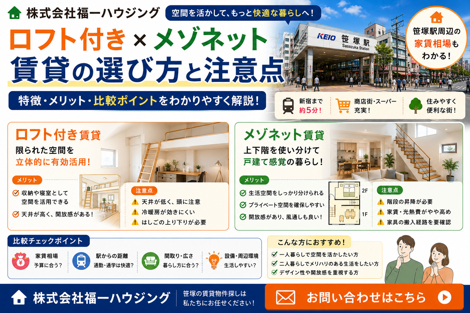 株式会社福一ハウジングでロフト付き賃貸はどう選ぶ？メゾネット賃貸の特徴も比較の画像