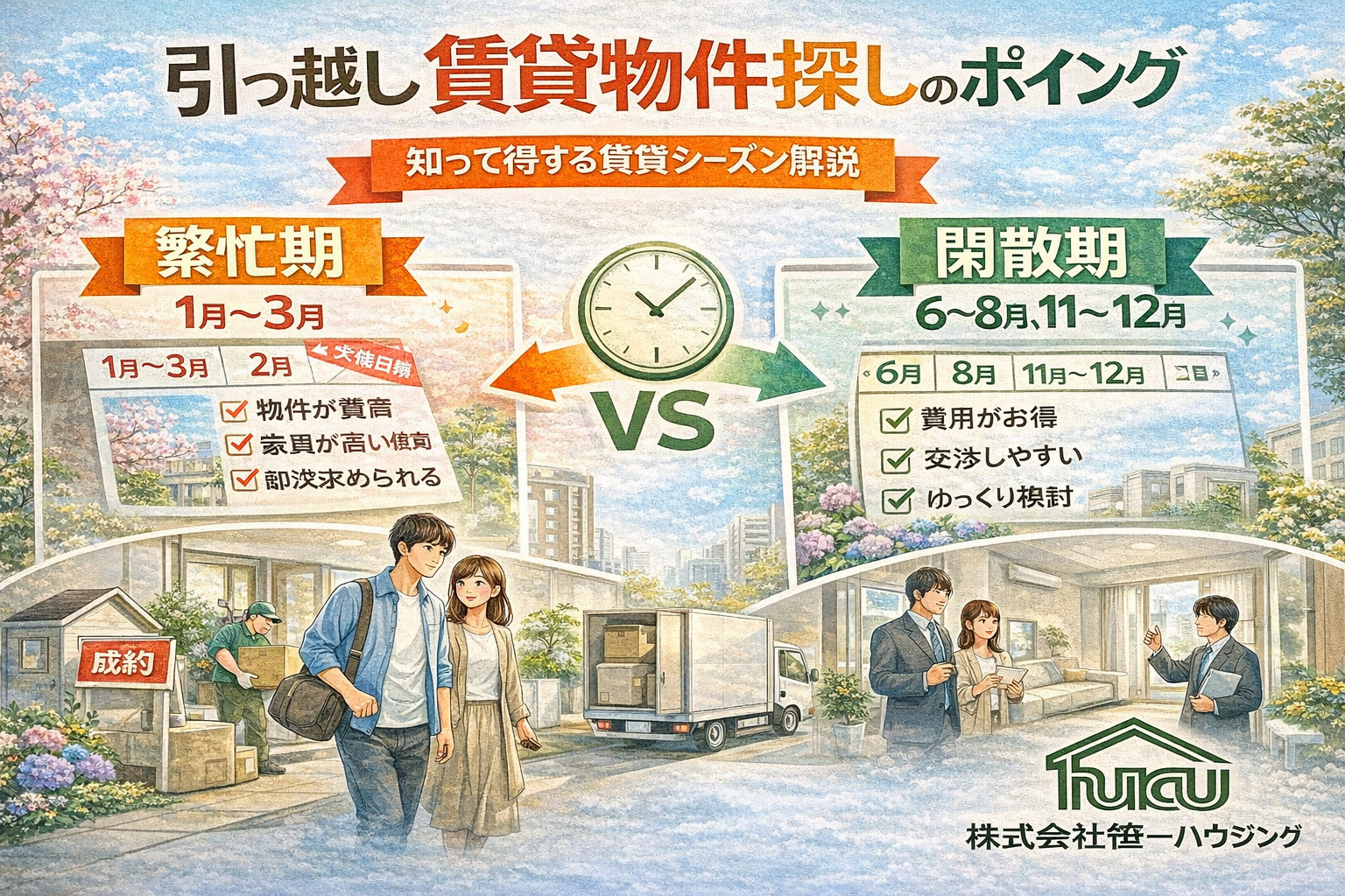 株式会社福一ハウジングの賃貸繁忙期はいつ？引っ越し時期のベストな選び方も紹介の画像