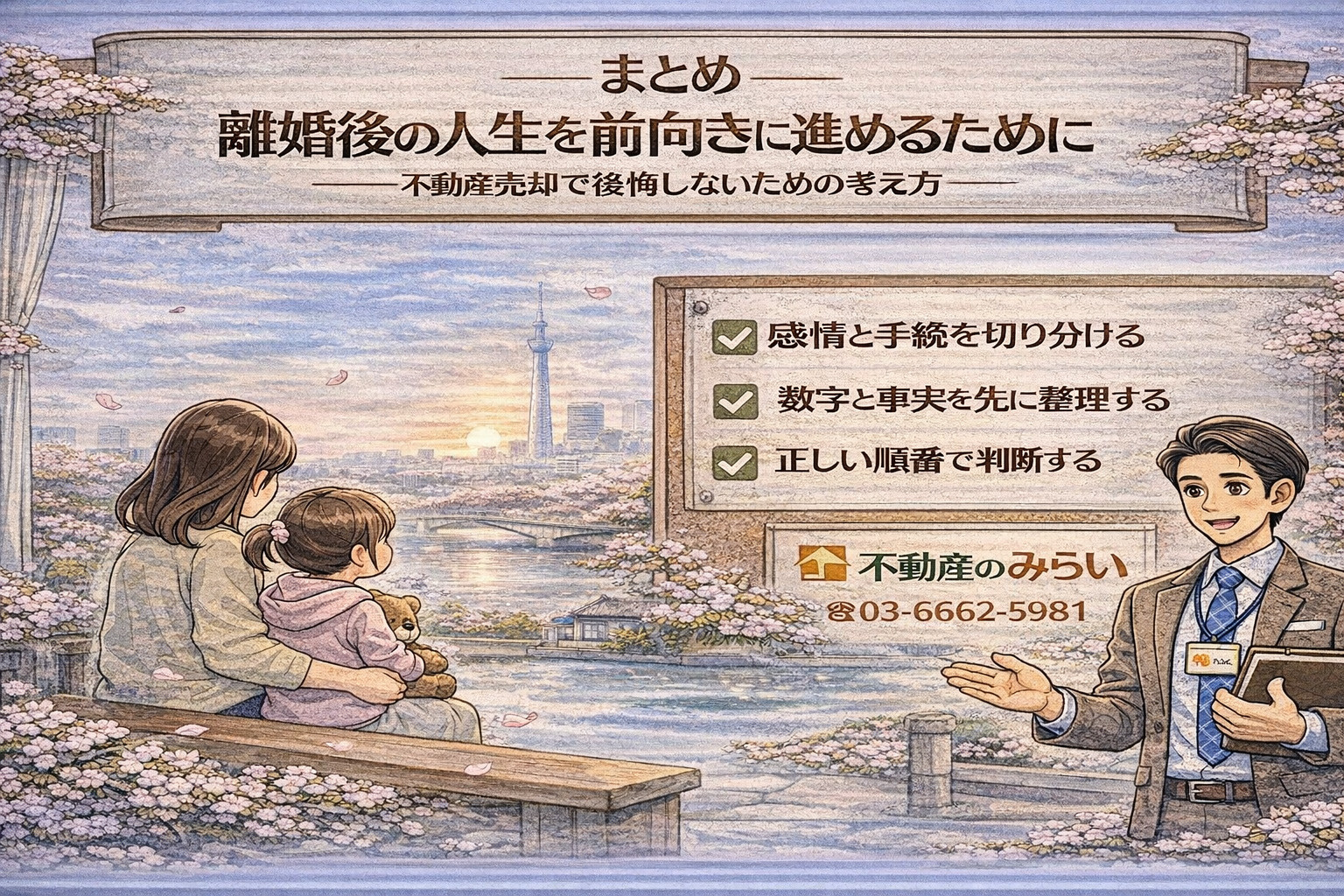 離婚後の新しい生活へ前向きに進むイメージ