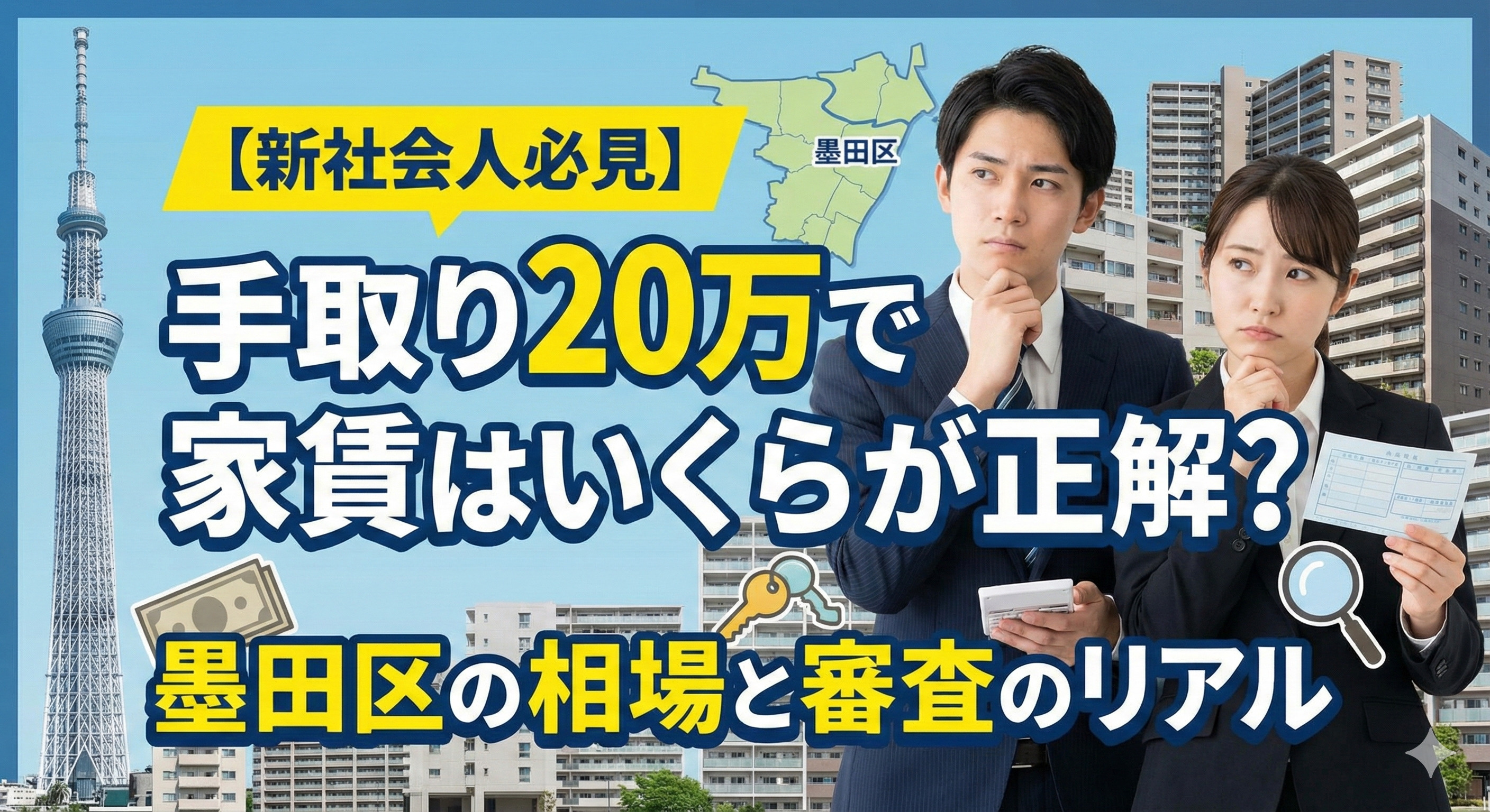 【新社会人必見】手取り20万で家賃はいくらが正解？墨田区の相場と審査のリアルの画像
