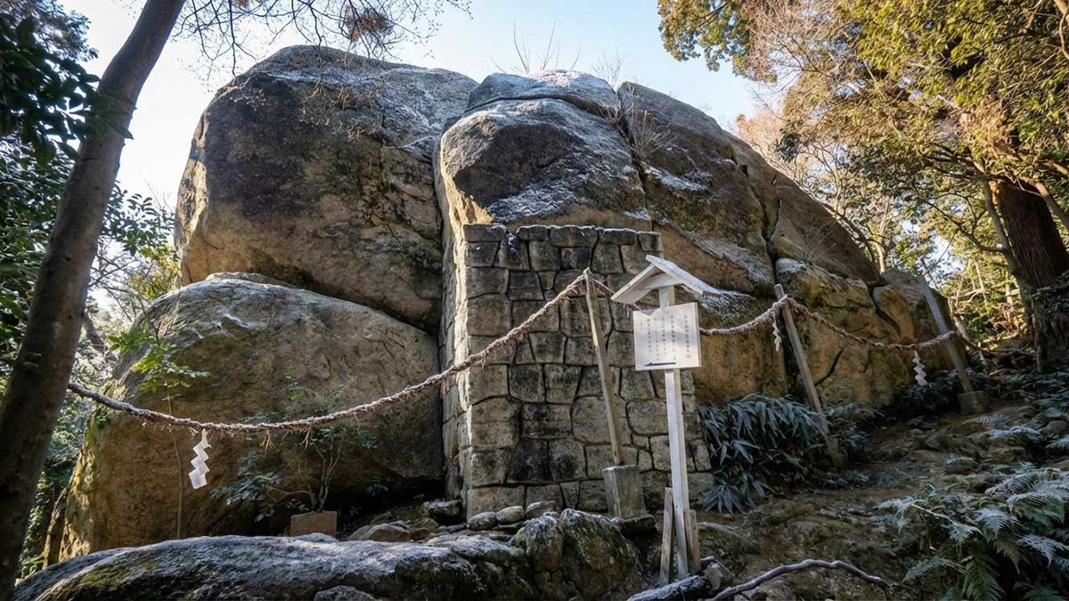 越木岩神社の御神体である「甑岩（こしきいわ）」