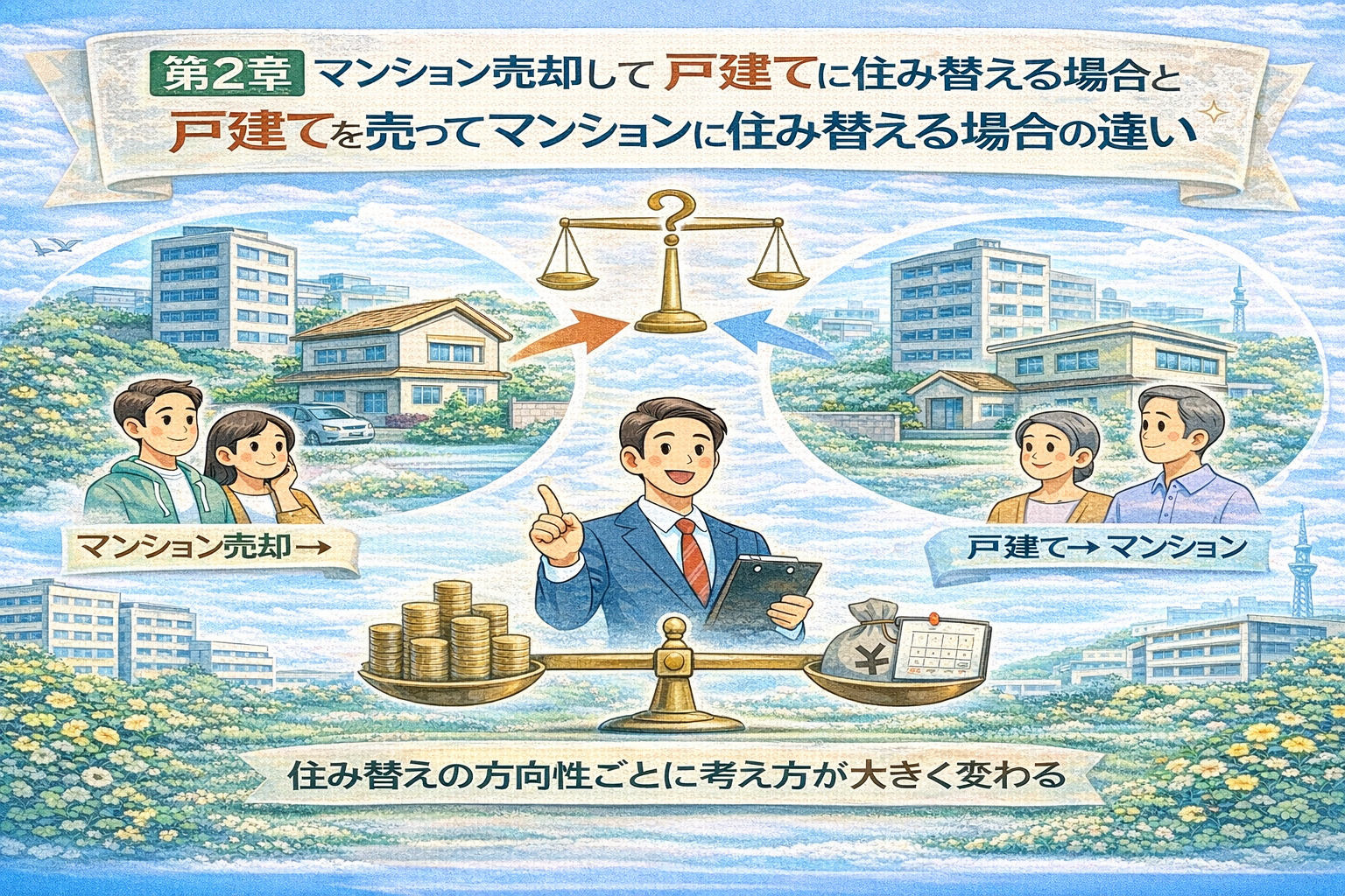 マンション売却と戸建て売却の住み替えパターン比較