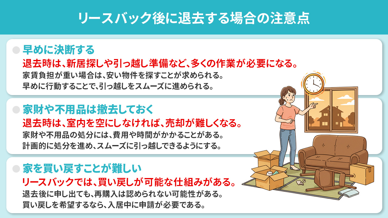 リースバック後に退去する場合の注意点