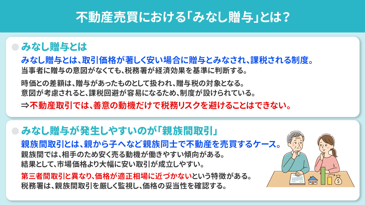 不動産売買における「みなし贈与」とは？