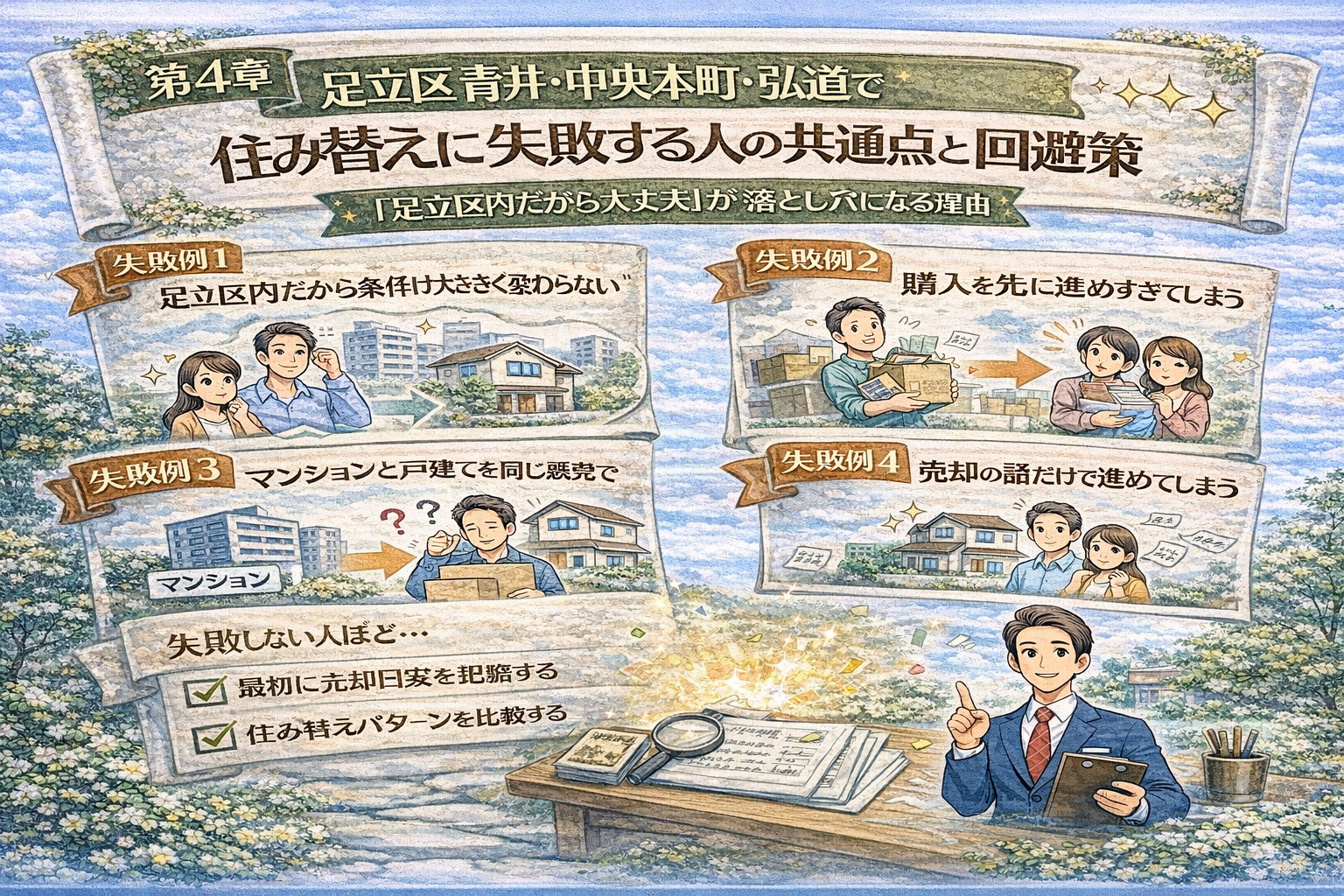 住み替えで失敗しやすいポイントを解説するイメージ